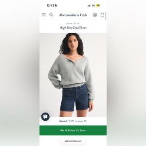 NWT Abercrombie High Rise Dad Shorts